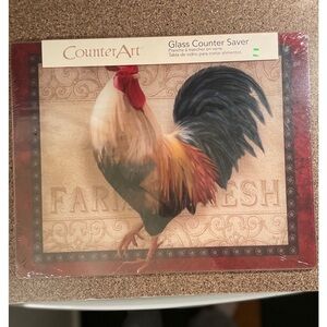 Rooster Counter Art Tempered Glass Counter Saver New